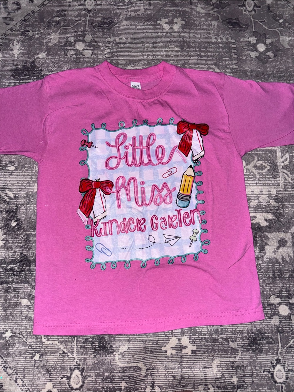 Little Miss Kinder Garten Pink Kids T-Shirt